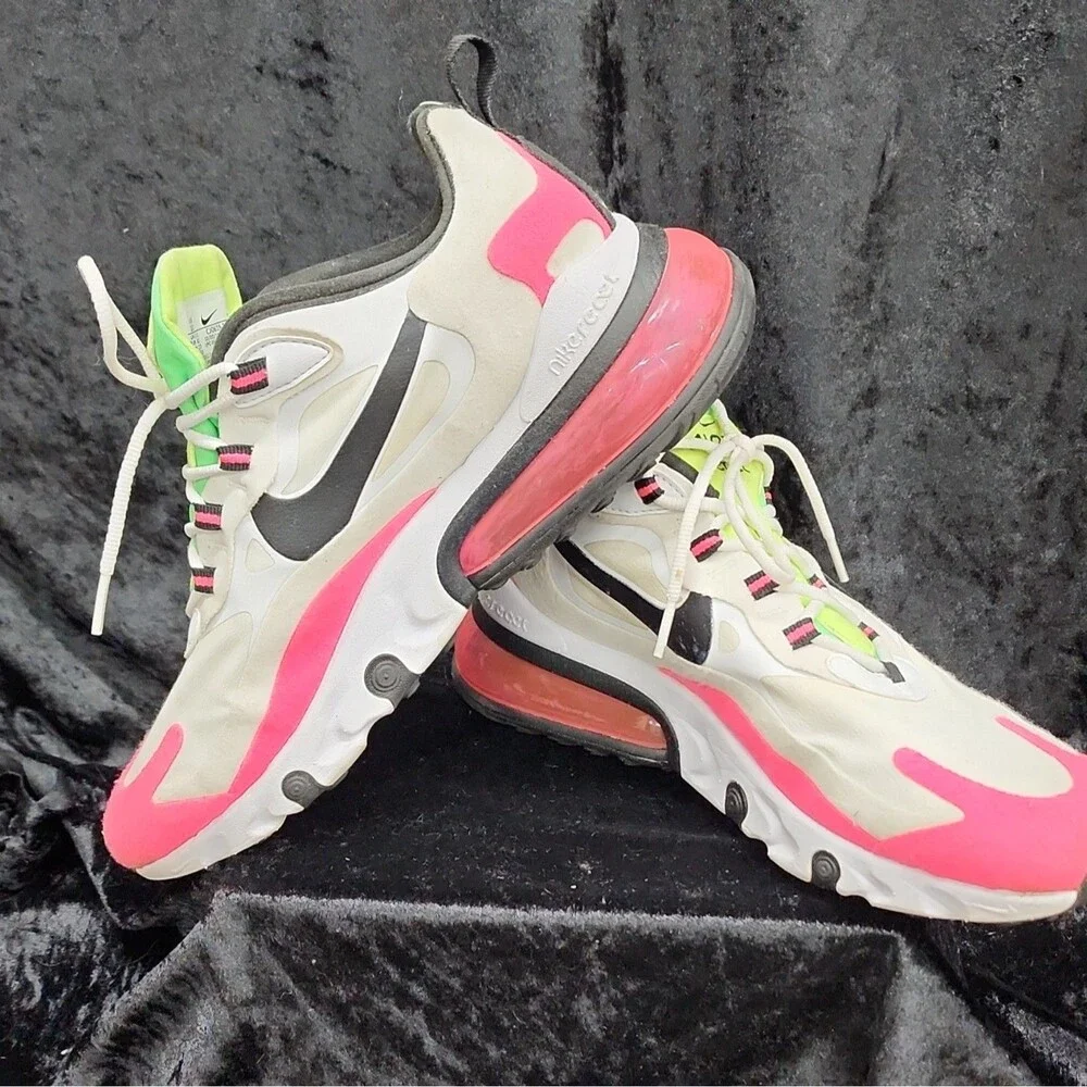 Nike Air Max 270 React Hyper Pink CJ0619-101 Low Top Lace-Up 2020 US size 10